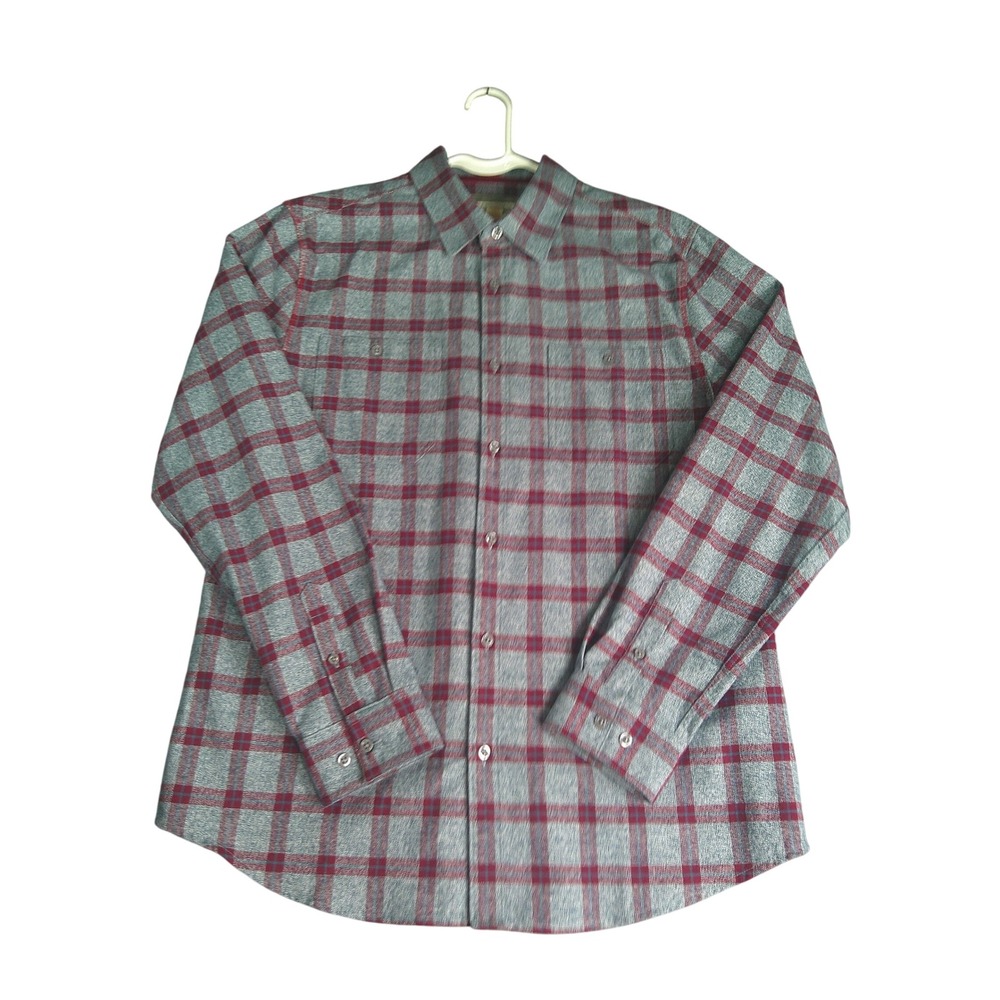 Carbon 2 Cobalt Men's Medium Plaid Flannel Button Down Shirt Blue Burgundy Red